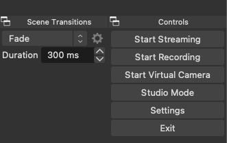 The Controls section of OBS